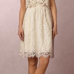 Anthropologie BHLDN Jenny Yoo Collection Lydia Lace A-Line Skirt Cream Size 2